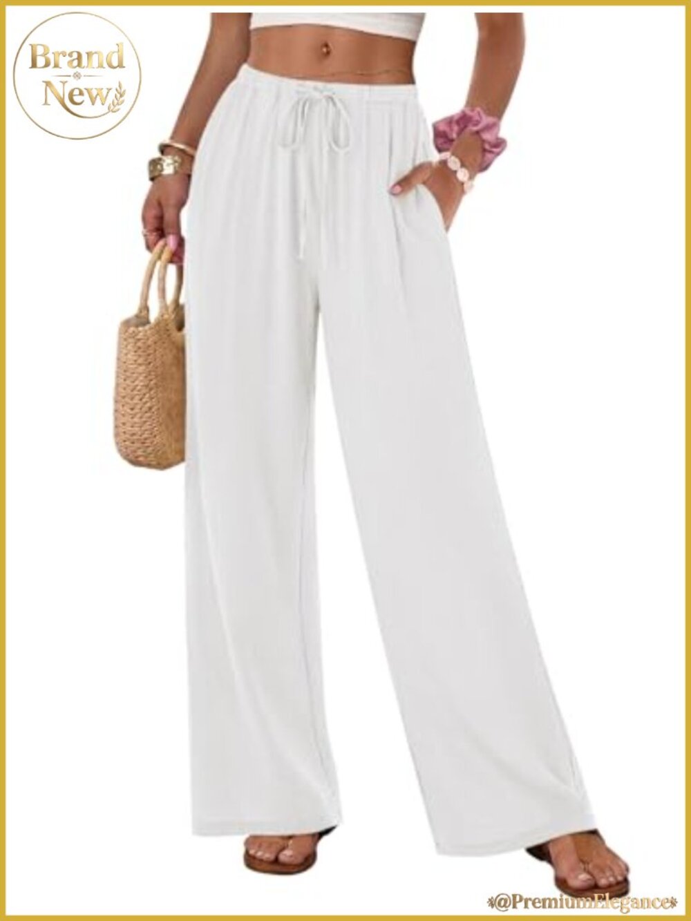 Womens Flowy Wide Leg Palazzo Lounge Pants with Pockets Casual Trousers